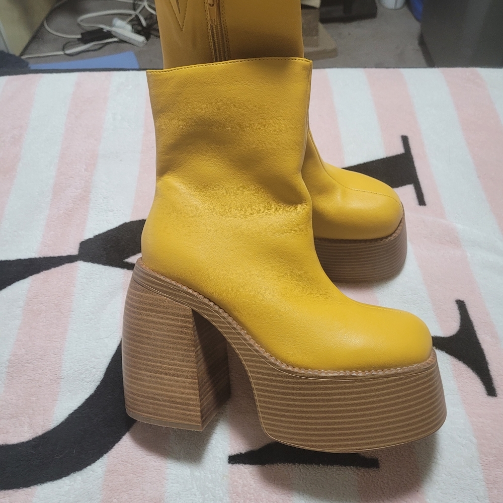 Urban Outfitters Yellow Platform Boots